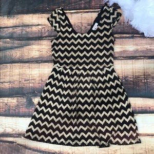 Black and gold chevron dress